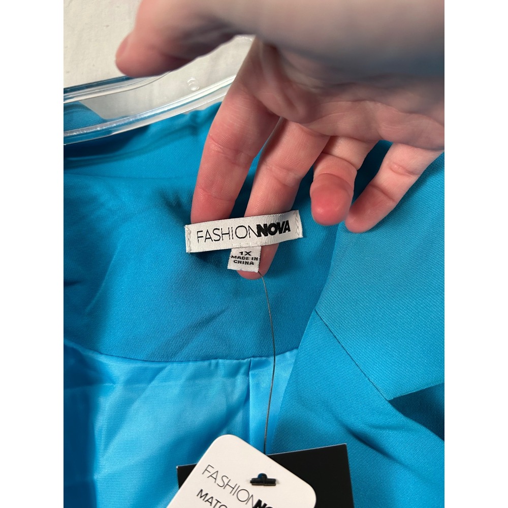 NWT Fashion Nova Blazer Pant Set Aqua Blue 1X #2300 - Picture 5 of 16